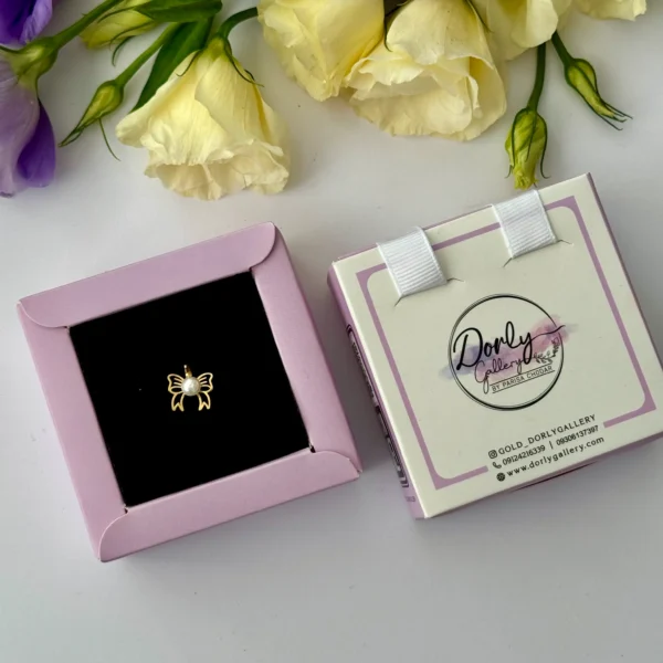 آویز طلا پاپیون لیزری مرواریدی زنانه دخترانه کادویی