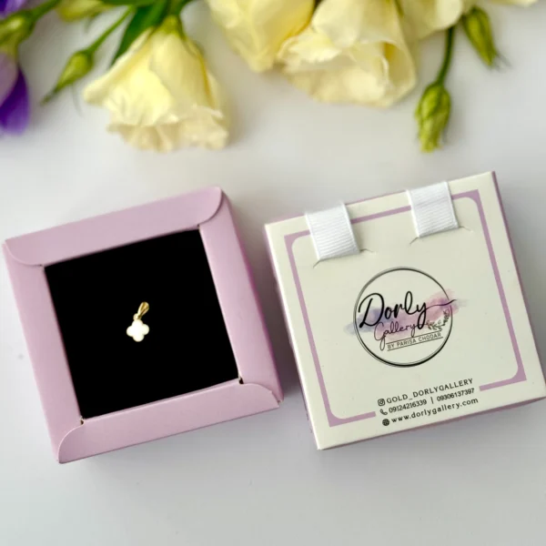 آویز طلا ونکلیف دو رو سفید و مشکی میناکاری زنانه دخترانه کادویی