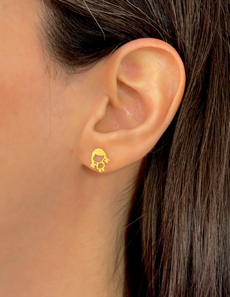 گوشواره طلا میخی دختر گلابتون لیزری دخترانه زنانه کادویی