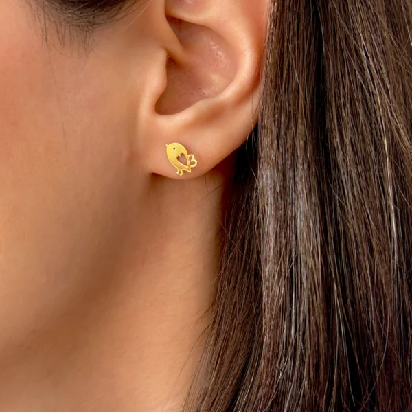 گوشواره طلا میخی جوجو لیزری دخترانه کودکانه کادویی