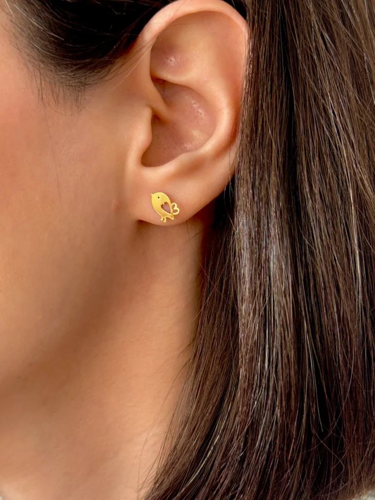 گوشواره طلا میخی جوجو لیزری دخترانه کودکانه کادویی