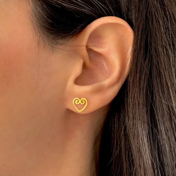 گوشواره طلا میخی قلب فردار لیزری زنانه دخترانه کادویی