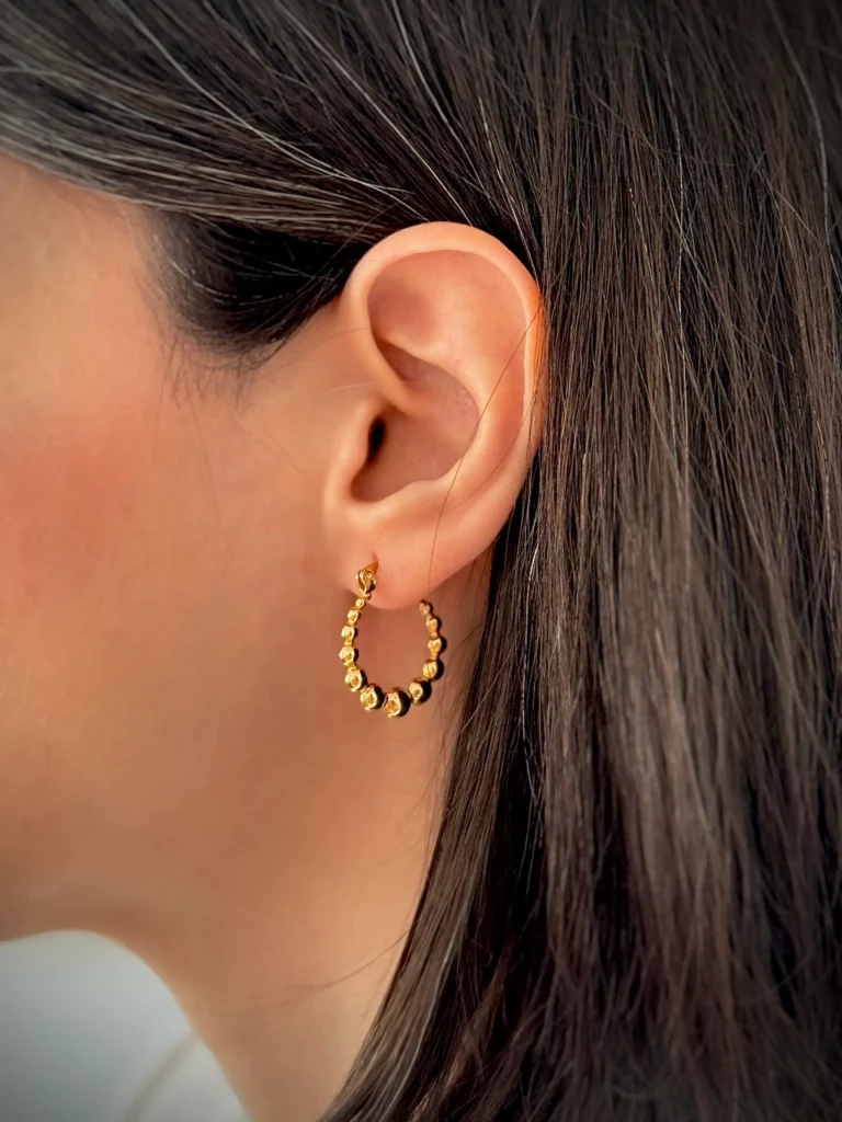 گوشواره طلا حلقه ای ماه حبابی زنانه دخترانه کادویی