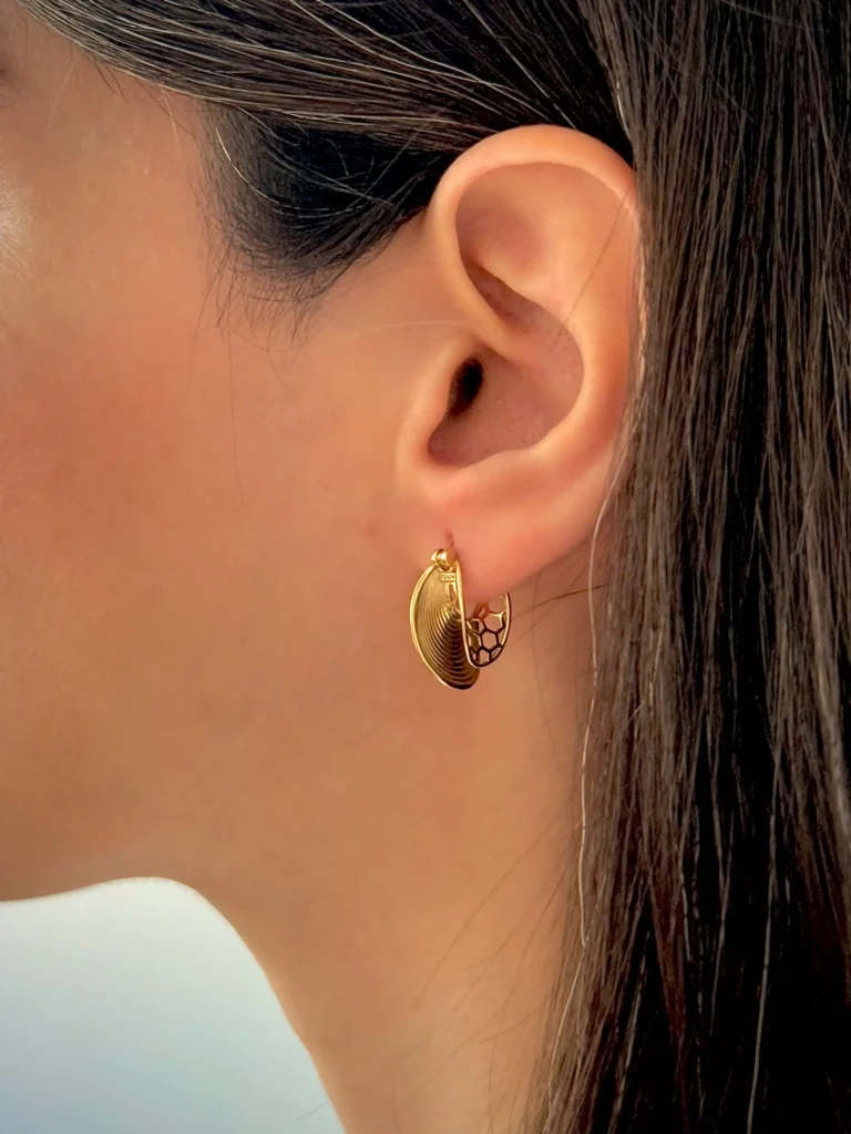 گوشواره طلا حلقه ای بادبزنی زنانه دخترانه کادویی