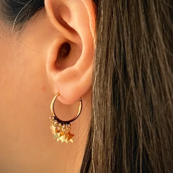 گوشواره طلا حلقه ای پنج ستاره آویز زنانه دخترانه کادویی