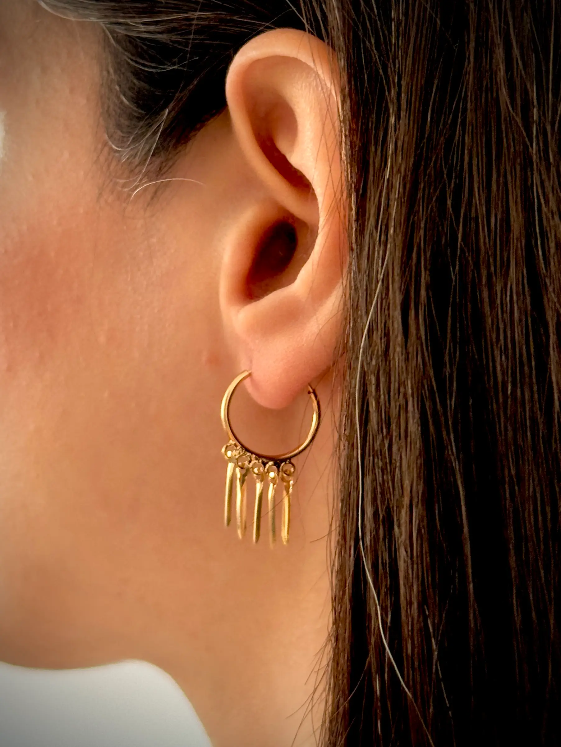 IMG_0048 گوشواره طلا حلقه ای پنج میله آویز زنانه دخترانه کادویی