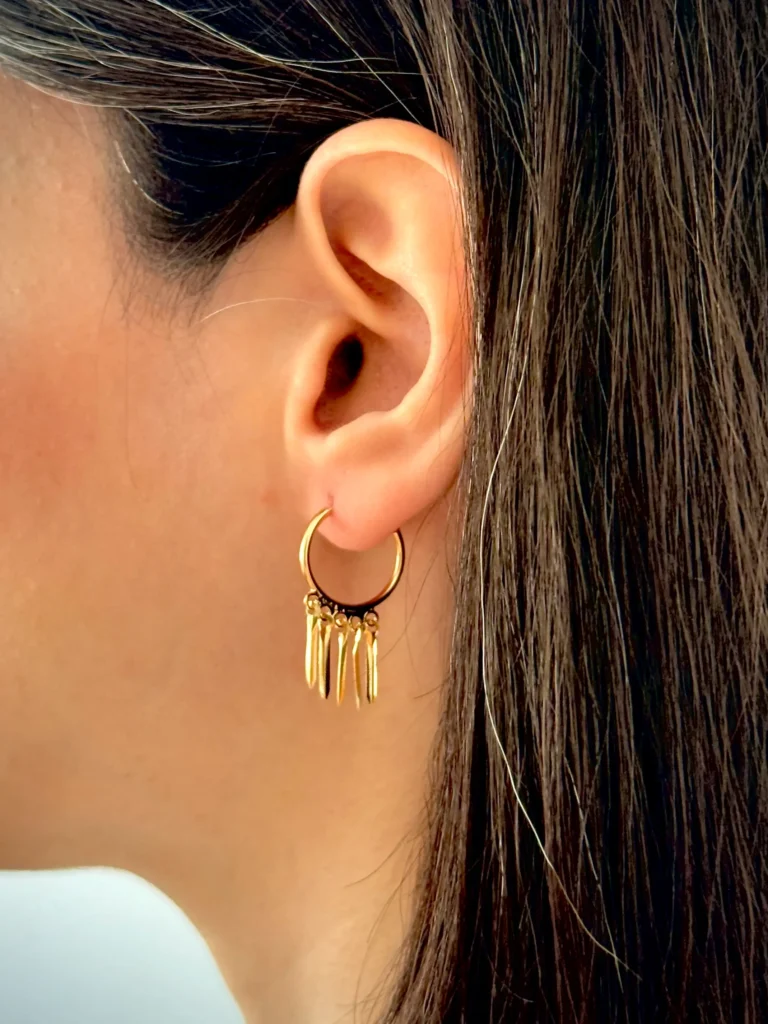 گوشواره طلا حلقه ای پنج میله آویز زنانه دخترانه کادویی