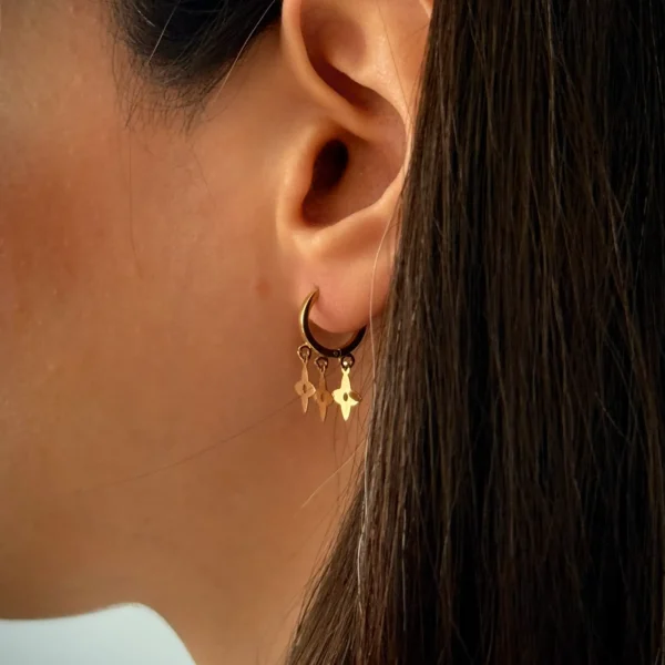 گوشواره طلا روکو سه lv آویز زنانه دخترانه کادویی