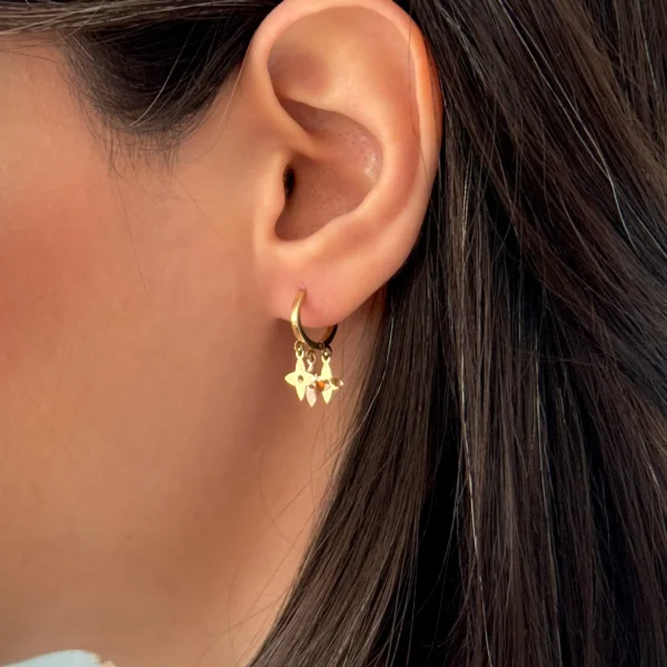 گوشواره طلا روکو سه lv آویز زنانه دخترانه کادویی