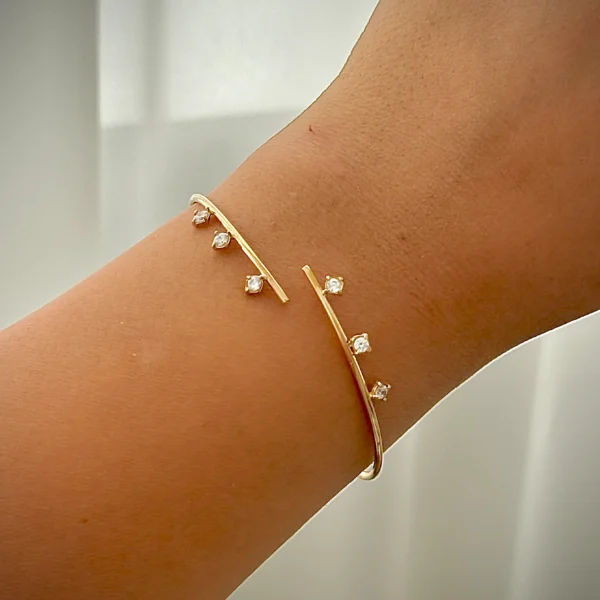 بنگل طلا شش نگین لوزی زنانه دخترانه کادویی