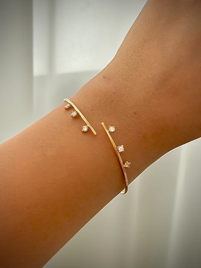 بنگل طلا شش نگین لوزی زنانه دخترانه کادویی