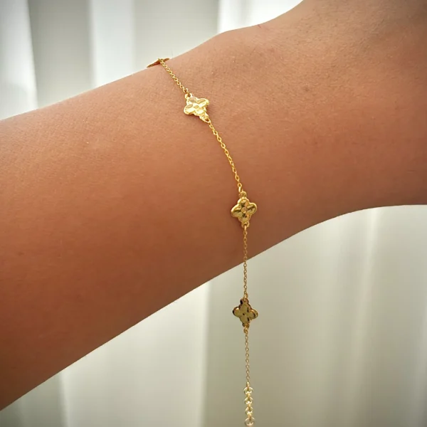 دستبند زنجیری طلا پنج ونکلیف طلایی زنانه دخترانه کادویی