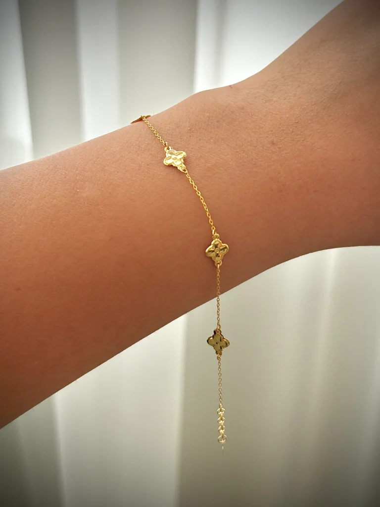 دستبند زنجیری طلا پنج ونکلیف طلایی زنانه دخترانه کادویی