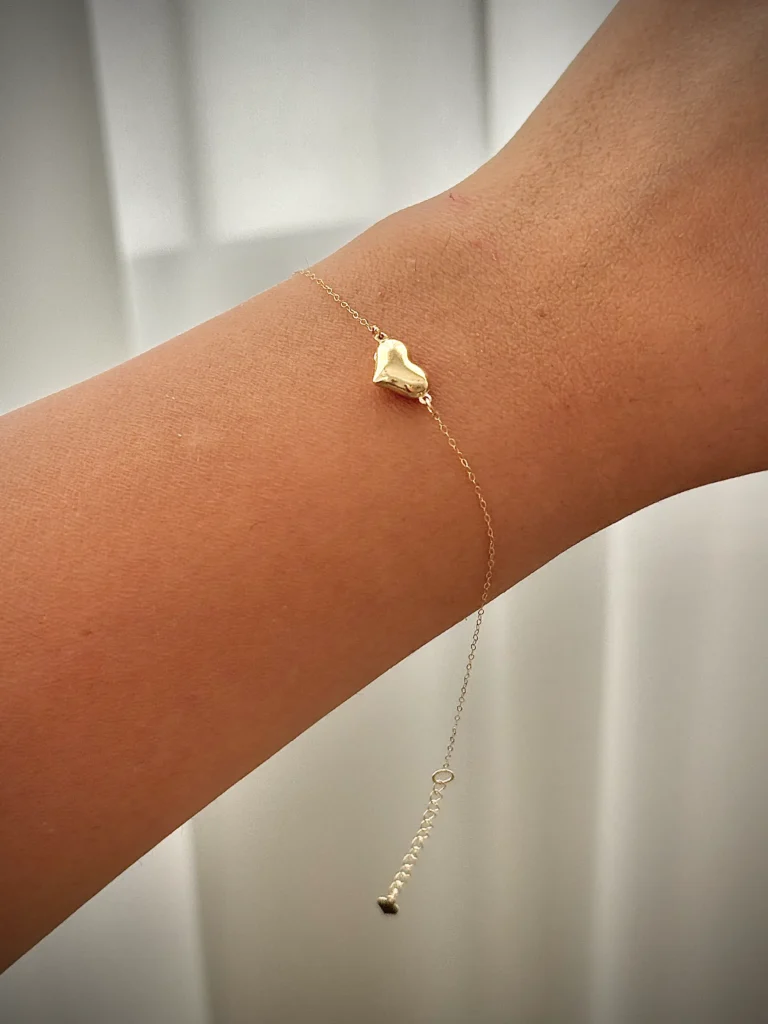 دستبند زنجیری طلا هرمس قلب دامله آویز زنانه دخترانه کادویی