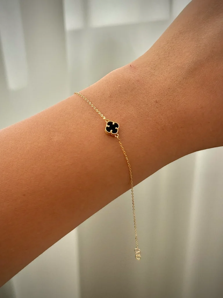 دستبند زنجیری طلا ونکلیف مشکی زنانه دخترانه کادویی