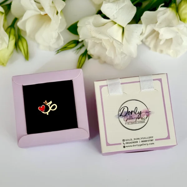 آویز طلا حب لیزری نگین قلبی قرمز زنانه دخترانه کادویی