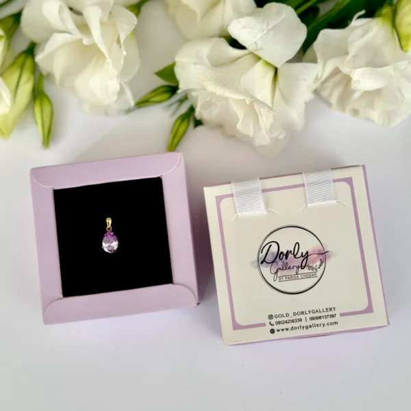 آویز طلا مارکو اشکی بنفش زنانه دخترانه کادویی