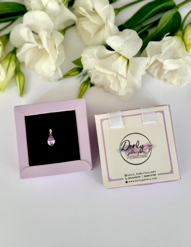 آویز طلا مارکو اشکی بنفش زنانه دخترانه کادویی