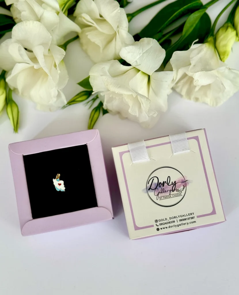 آویز طلا ایران و قلب قرمز مینا کاری زنانه دخترانه کادویی