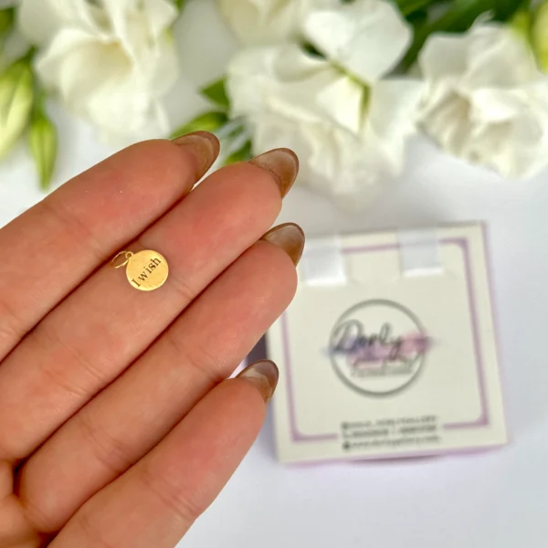 آویز طلا I wish سکه ای لیزری زنانه دخترانه کادویی