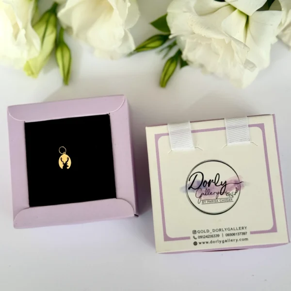 آویز طلا گوزن در بیضی لیزری زنانه دخترانه کادویی