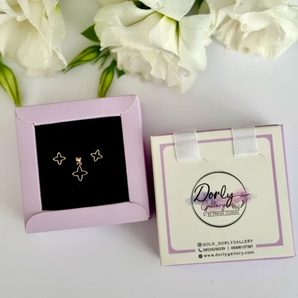 نیم ست طلا LV نقطه نقطه زنانه دخترانه کادویی