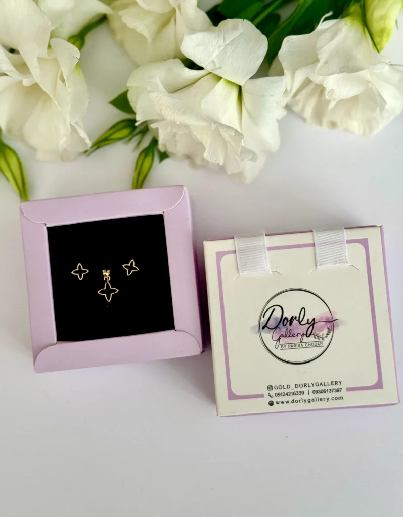 نیم ست طلا LV نقطه نقطه زنانه دخترانه کادویی