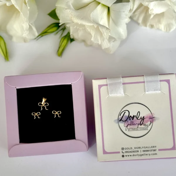 نیم ست طلا پاپیون مفتولی زنانه دخترانه کادویی