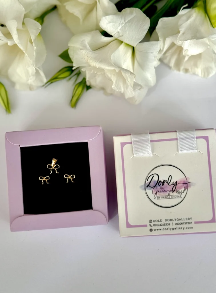 نیم ست طلا پاپیون مفتولی زنانه دخترانه کادویی