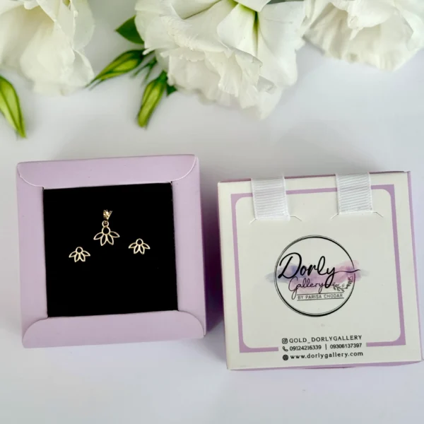 نیم ست طلا لوتوس خطی زنانه دخترانه کادویی