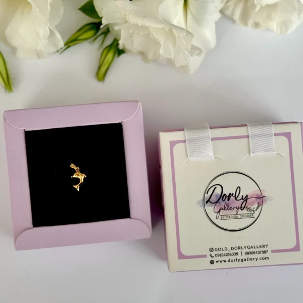 آویز طلا دلفین دامله سه بعدی زنانه دخترانه کادویی