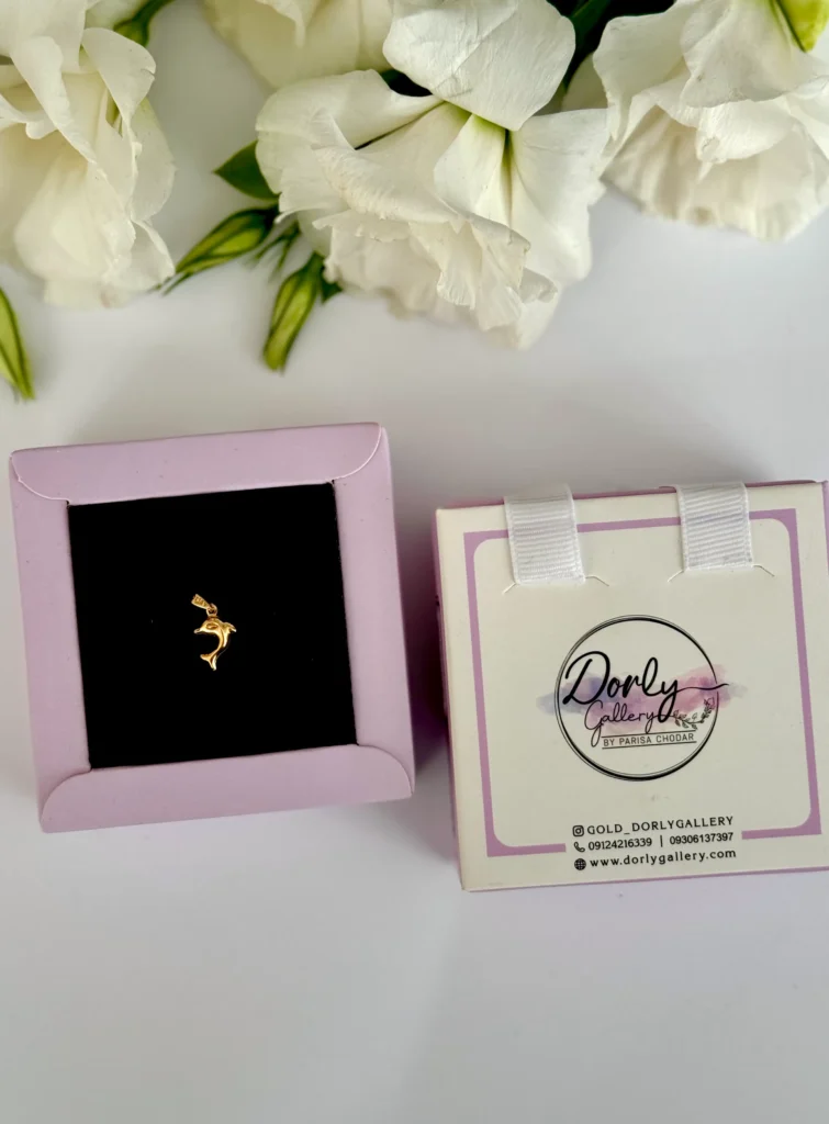 آویز طلا دلفین دامله سه بعدی زنانه دخترانه کادویی