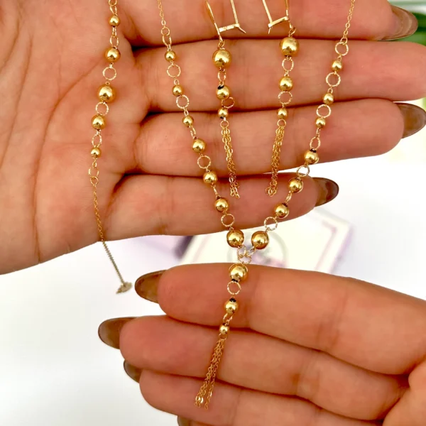 سرویس طلا گوی و زنجیر زنانه دخترانه کادویی