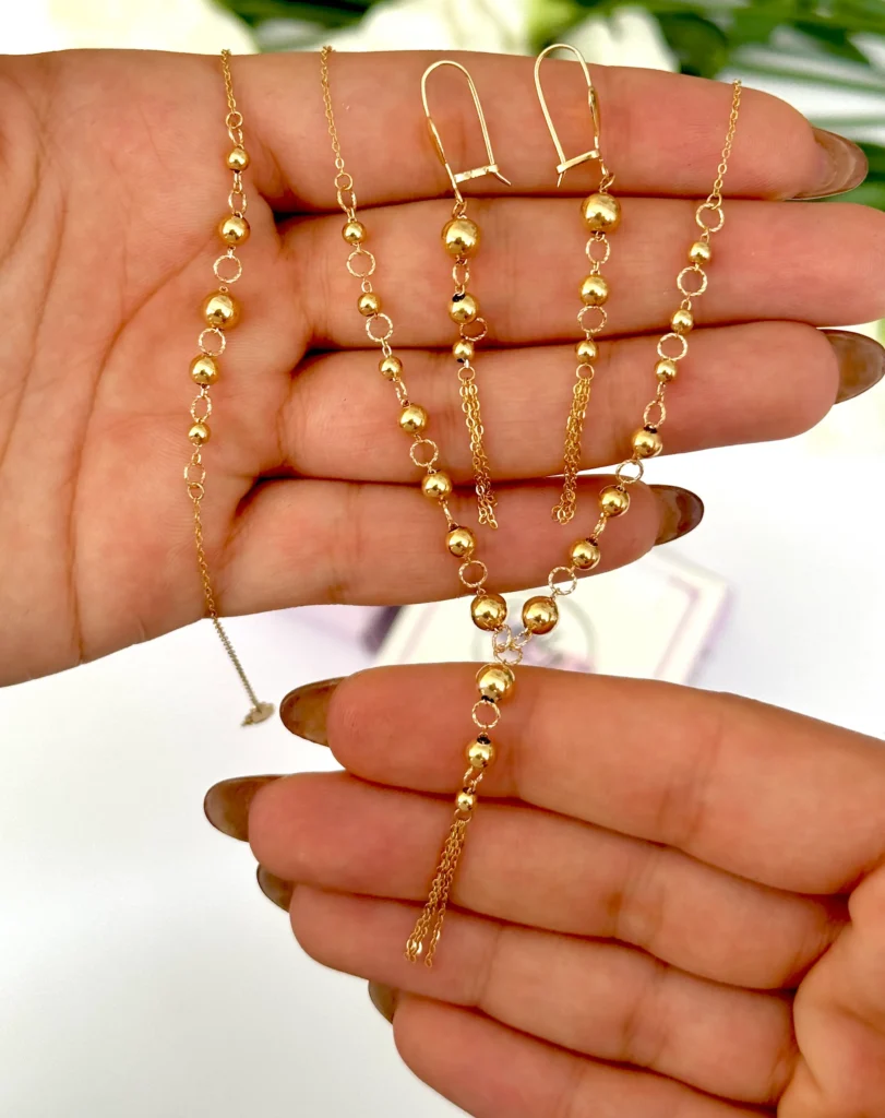 سرویس طلا گوی و زنجیر زنانه دخترانه کادویی