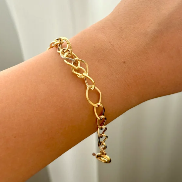 دستبند زنجیری طلا چند حلقه در هم دو رنگ زنانه دخترانه کادویی