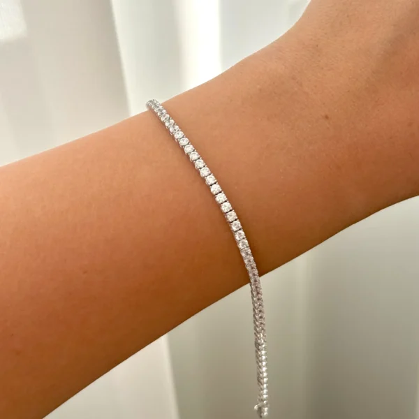 دستبند طلا سفید زنجیری تنیسی زنانه دخترانه کادویی