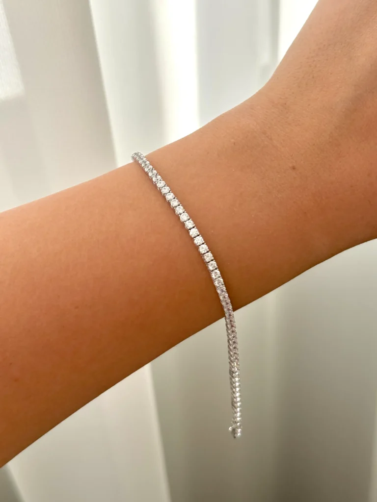 دستبند طلا سفید زنجیری تنیسی زنانه دخترانه کادویی