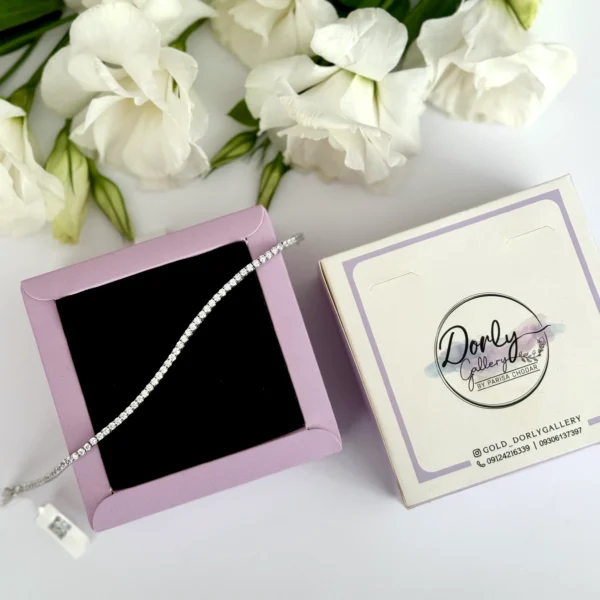 دستبند طلا سفید زنجیری تنیسی زنانه دخترانه کادویی