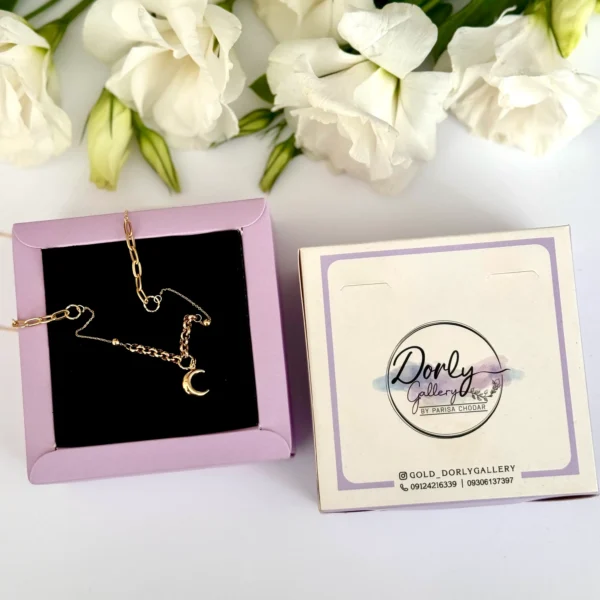 گردنبند طلا زنجیر متصل ماه دامله آویز زنانه دخترانه کادویی