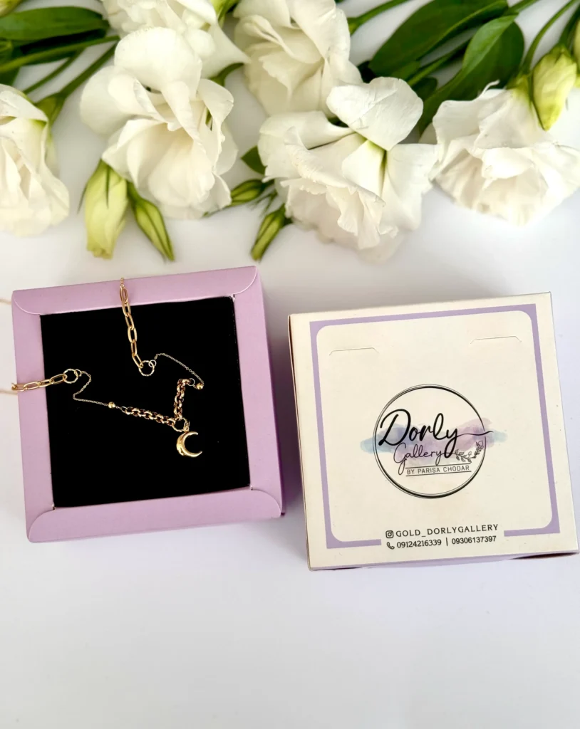 گردنبند طلا زنجیر متصل ماه دامله آویز زنانه دخترانه کادویی