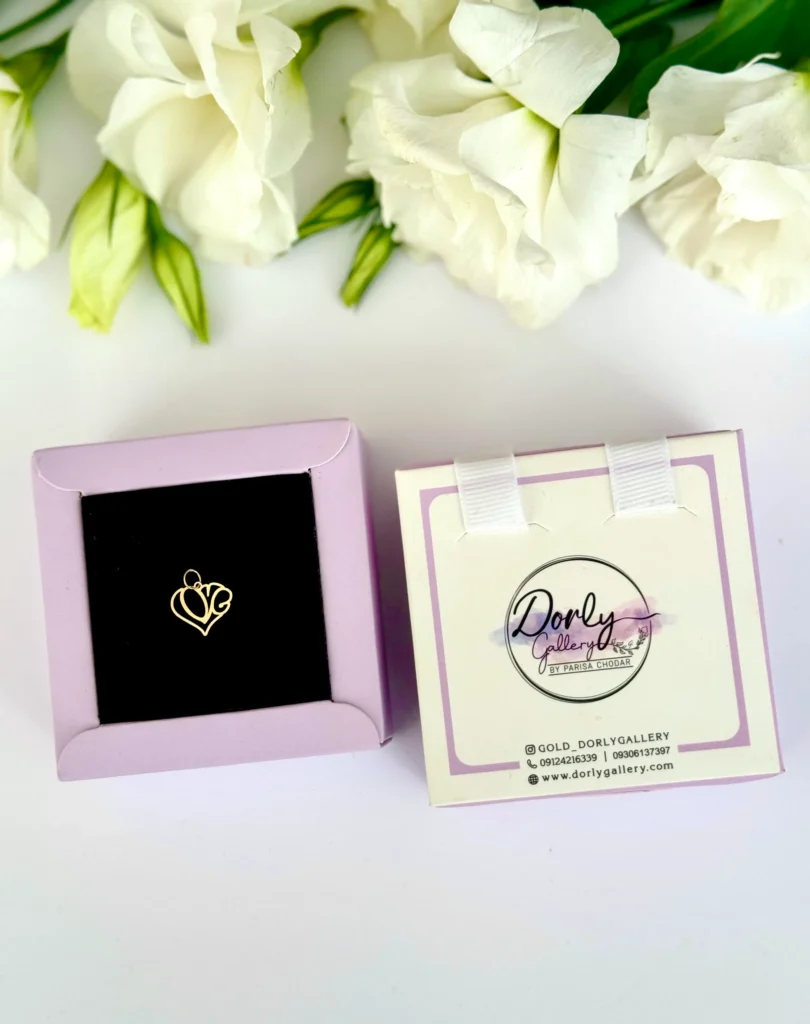 آویز طلا love شکل قلب لیزری زنانه دخترانه کادویی