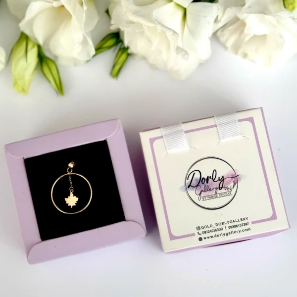 آویز طلا دایره برگ و زنجیر آویز زنانه دخترانه کادویی