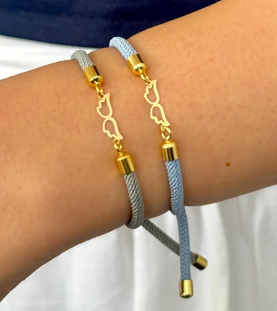 دستبند طلا دو بالبند رنگی زنانه دخترانه کادویی