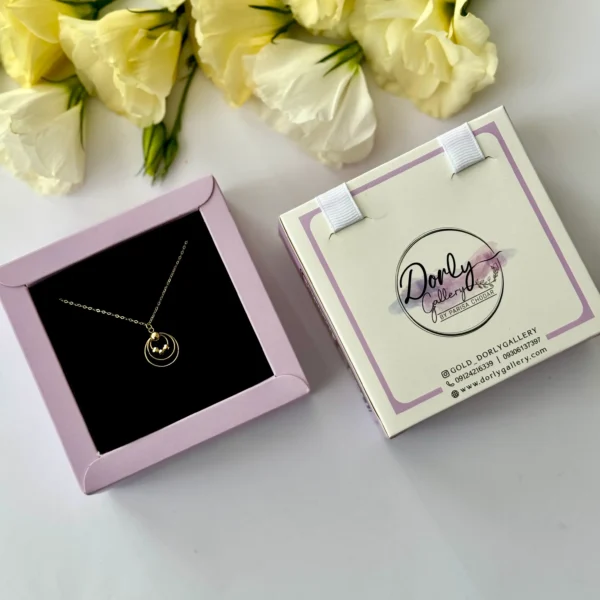 گردنبند طلا زنجیر متصل هرمس سه دایره و سه گوی البرنادو تراش آویز زنانه دخترانه کادویی