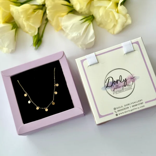 گردنبند طلا زنجیر متصل هفت پولک و حلقه آویز زنانه دخترانه کادویی