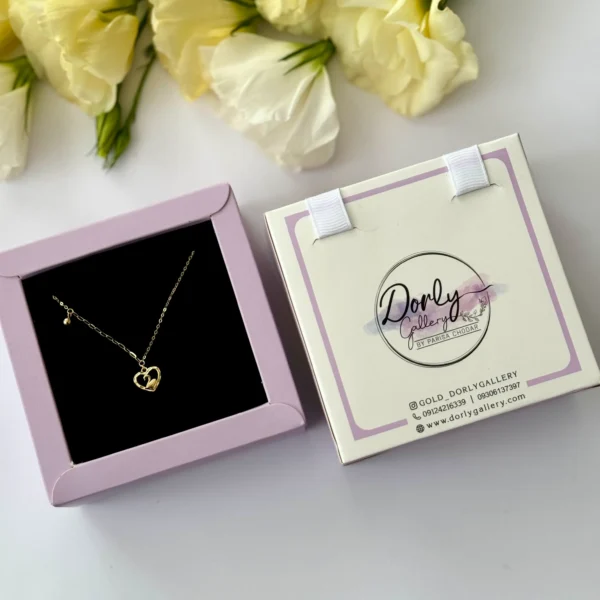 گردنبند طلا زنجیر متصل هرمس قو در قلب سه بعدی و گوی آویز زنانه دخترانه کادویی