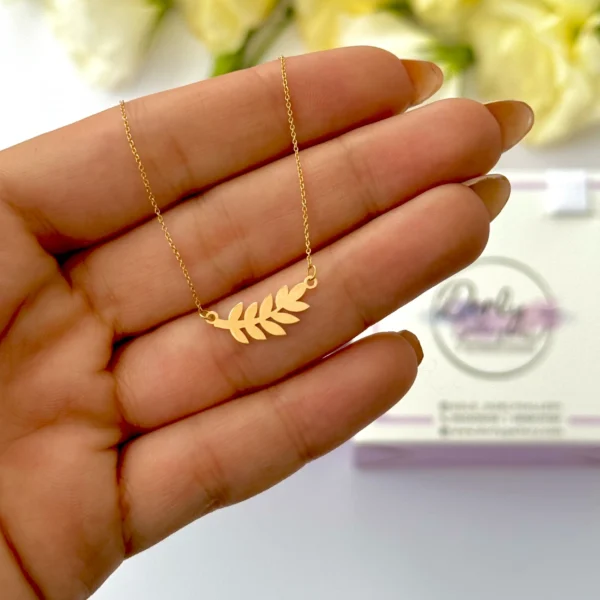 گردنبند طلا زنجیر متصل برگ زیتون زنانه دخترانه کادویی
