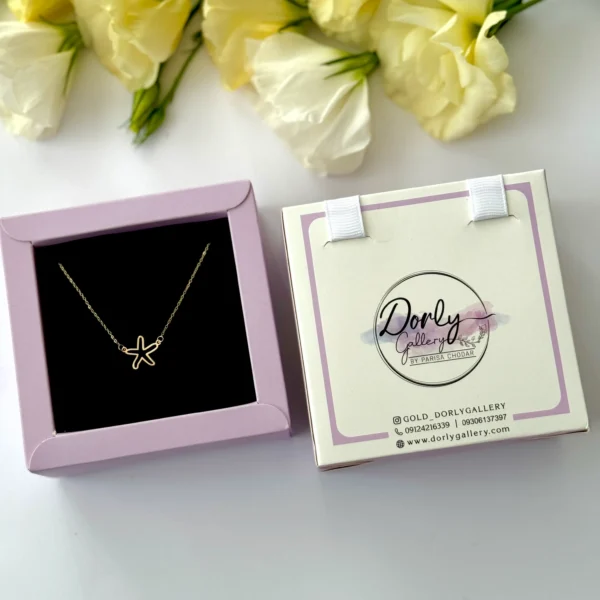 گردنبند طلا زنجیر متصل ستاره دریایی خطی زنانه دخترانه کادویی