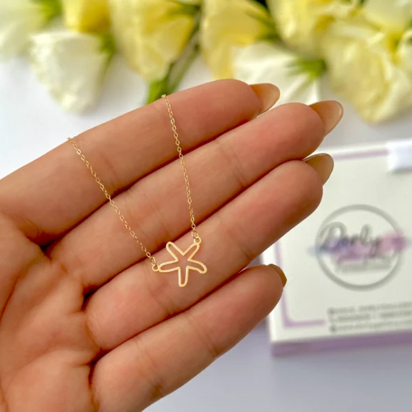 گردنبند طلا زنجیر متصل ستاره دریایی خطی زنانه دخترانه کادویی