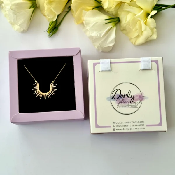 گردنبند طلا زنجیر متصل تابان و دو گوی البرنادو زنانه دخترانه کادویی